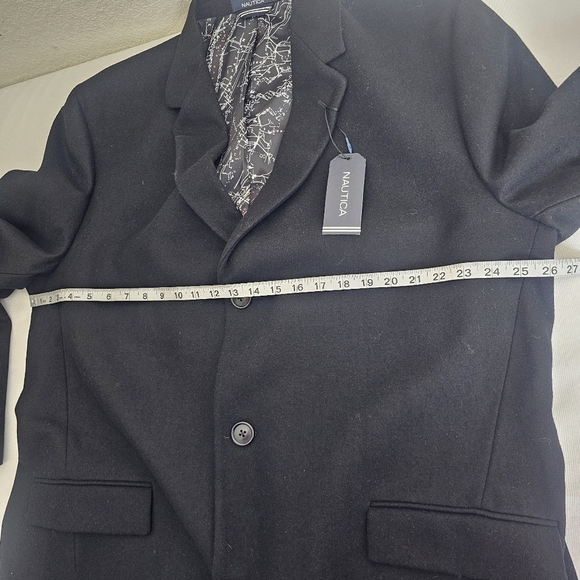 Nautica Batten Classic Fit Overcoat Jacket Wool Blend Black Size 48L NWT - Picture 13 of 16